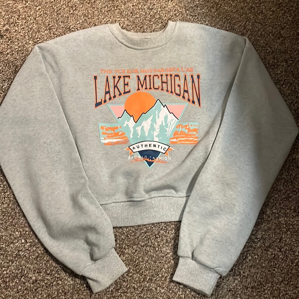 Medium Lake Michigan cropped sweatshirt